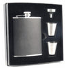 Ano Black Leather 6oz Deluxe Flask Gift Set by Visol - No custom engraving - Flask Gift Sets - Visol - VSET38-1142