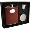 Armstrong 6oz Brown Leather Stellar Flask Gift Set by Visol - No custom engraving - Flask Gift Sets - Visol - VSET32-1288