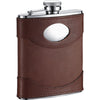 Armstrong Brown Leather Stainless Steel Hip Flask - 6oz by Visol - No custom engraving - Flasks - Visol - VF1288