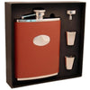 Bobcat Brown Leather 18oz Deluxe Flask Gift Set by Visol - No custom engraving - Flask Gift Sets - Visol - VSET200-1130