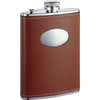 Bobcat Brown Leather Stainless Steel 8oz Flask by Visol - No custom engraving - Flasks - Visol - VF1115