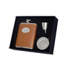 Bobcat Leather Stellar Hip Flask Gift Set - 6 oz by Visol - No custom engraving - Flask Gift Sets - Visol - VSET32-1118