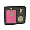 Britney Hot Pink Leather 6oz Stellar Flask Gift Set by Visol - No custom engraving - Flask Gift Sets - Visol - VSET32-1257